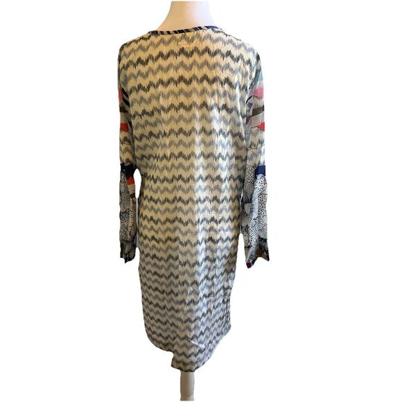 Beaded TUNIC Med KAFTAN COCO Dress V-Neck Flowers Boho Patchwork Coverup ZARA - Picture 12 of 12